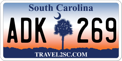 SC license plate ADK269