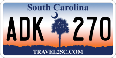 SC license plate ADK270
