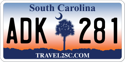 SC license plate ADK281