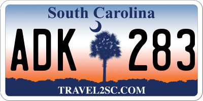 SC license plate ADK283