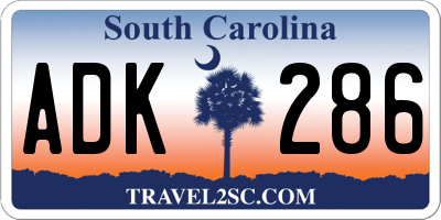 SC license plate ADK286
