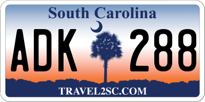 SC license plate ADK288