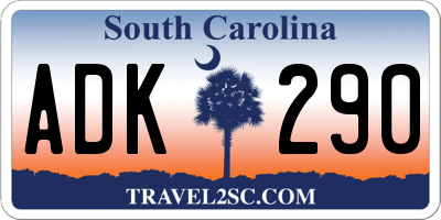 SC license plate ADK290