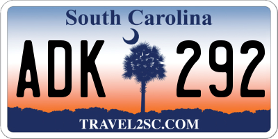 SC license plate ADK292