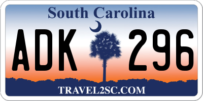 SC license plate ADK296