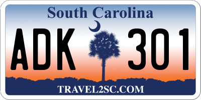 SC license plate ADK301