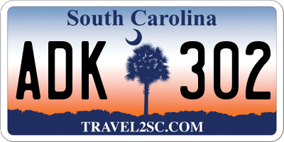 SC license plate ADK302