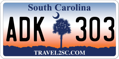 SC license plate ADK303