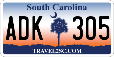 SC license plate ADK305