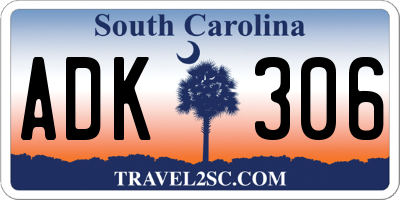 SC license plate ADK306