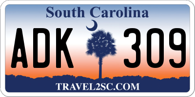 SC license plate ADK309
