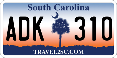 SC license plate ADK310