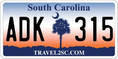 SC license plate ADK315