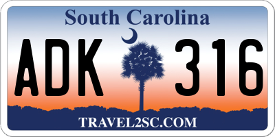 SC license plate ADK316