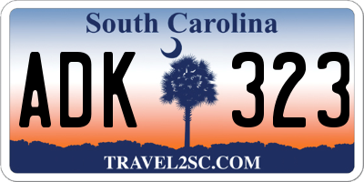 SC license plate ADK323