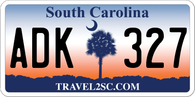 SC license plate ADK327