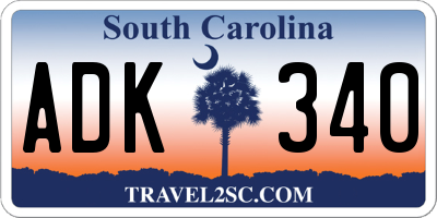 SC license plate ADK340