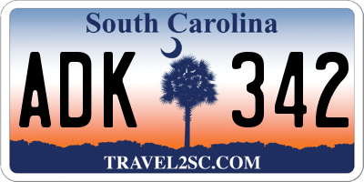 SC license plate ADK342