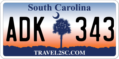 SC license plate ADK343