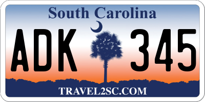 SC license plate ADK345