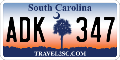 SC license plate ADK347
