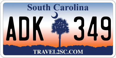 SC license plate ADK349