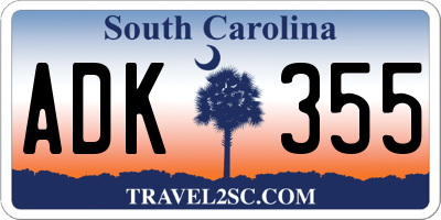 SC license plate ADK355