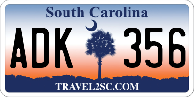 SC license plate ADK356
