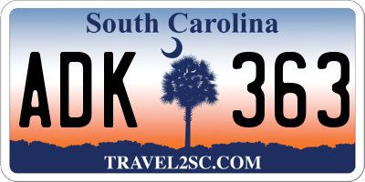 SC license plate ADK363