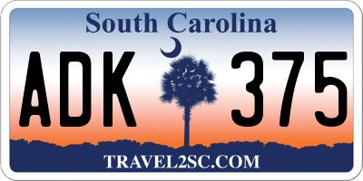 SC license plate ADK375
