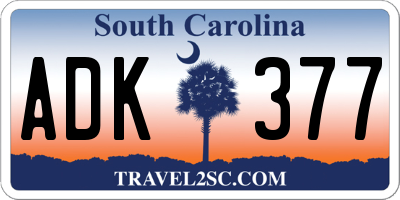 SC license plate ADK377