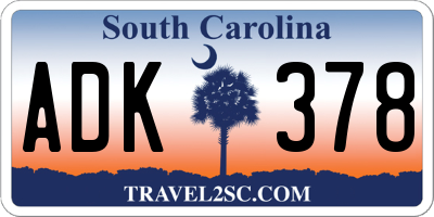 SC license plate ADK378