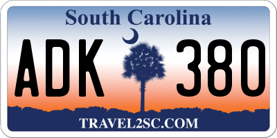 SC license plate ADK380