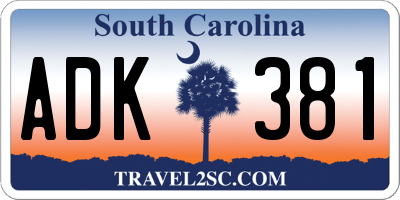 SC license plate ADK381