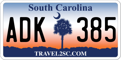 SC license plate ADK385