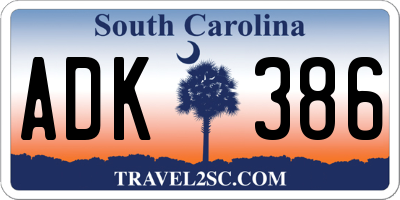 SC license plate ADK386