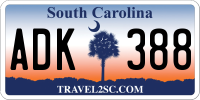 SC license plate ADK388