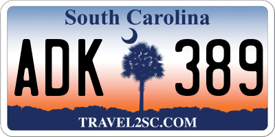 SC license plate ADK389