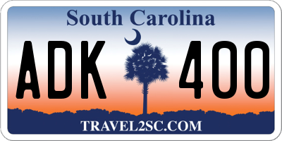 SC license plate ADK400