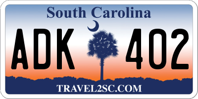 SC license plate ADK402