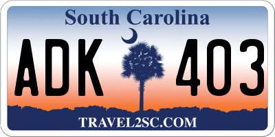 SC license plate ADK403