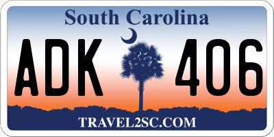SC license plate ADK406