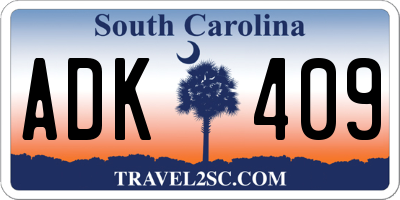 SC license plate ADK409