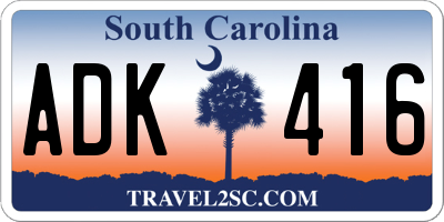 SC license plate ADK416