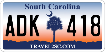 SC license plate ADK418