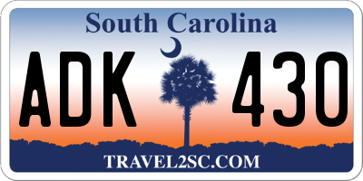 SC license plate ADK430
