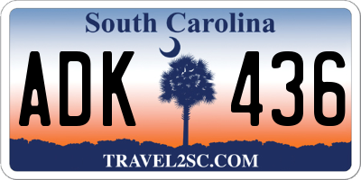 SC license plate ADK436