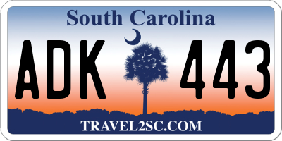 SC license plate ADK443