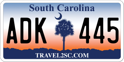 SC license plate ADK445