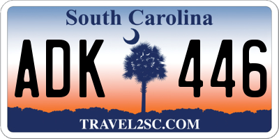 SC license plate ADK446